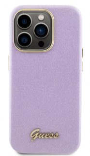 Guess PU Glitter Full Wrapped Zadní Kryt pro iPhone 15 Pro Lilac