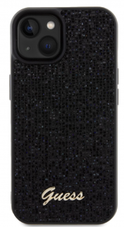 Guess PU Square Mirror Script Logo Zadní Kryt pro iPhone 15 Black