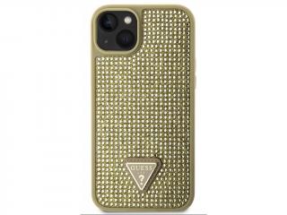 Guess Rhinestones Triangle Metal Logo Kryt pro iPhone 15 Gold