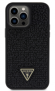 Guess Rhinestones Triangle Metal Logo Kryt pro iPhone 15 Pro Max Black