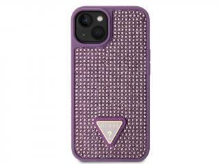 Guess Rhinestones Triangle Metal Logo Kryt pro iPhone 15 Purple