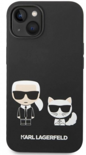 Karl Lagerfeld and Choupette Liquid Silicone Zadní Kryt pro iPhone 14 Black