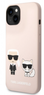 Karl Lagerfeld and Choupette Liquid Silicone Zadní Kryt pro iPhone 14 Pink