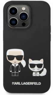Karl Lagerfeld and Choupette Liquid Silicone Zadní Kryt pro iPhone 14 Pro black