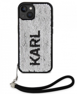 Karl Lagerfeld Sequins Reversible Zadní Kryt pro iPhone 13 Black/Silver
