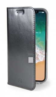 Ultra tenké pouzdro typu kniha CELLY Air pro Apple iPhone X/XS, PU kůže, černé