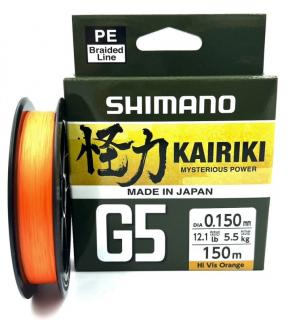 Pletená Šňůra Shimano Kairiki G5 Orange 150m 0.20mm/9.9kg