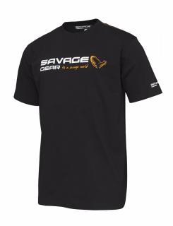 Savage Gear Tričko Signature Logo T-Shirt Black Ink vel. M