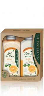 Naturalis Sweet Orange koupelová sůl 1 kg + dvousložková pěna do koupele 800 ml dárková sada