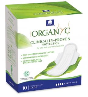 Organyc Denní vložky s křidélky prodloužené Heavy (10 ks)