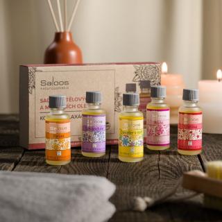 SALOOS Kouzlo relaxace - Bio Oej Erotika 20 ml + Bio Olej Růže 20 ml + Bio Olej Relax 20 ml + Bio Olej Levandule 20 ml + Bio Olej Devatero kvítí 20 ml…