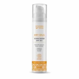 Wooden Spoon opalovací mléko na obličej a tělo se suchými oleji SPF 35+ 100ml