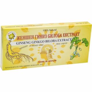 Ženšenový extrakt s ginkgo bilobou, 10 ampulí, Harbin Yekong China