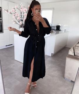Dlouhé mušelinové šaty AMANZA Barva: Černá