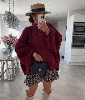 Velký burgundy svetr DOHA