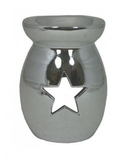 Keramická aromalampa vysoká stříbrná - Hvězda