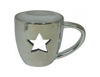Keramická stříbrná aromalampa hrnek Hvězda