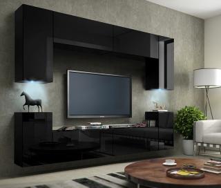 CONTI 1 moderní obývací stěna černý lesk 240 cm