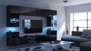 CONTI 27 moderní obývací stěna černý lesk 240 cm