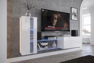 CONTI 45 obývací stěna 216 cm bílý lesk