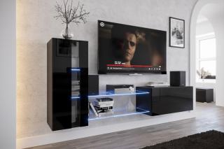 CONTI 45 obývací stěna 216 cm černý lesk