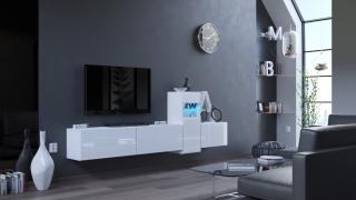 NEXT 61 moderní obývací stěna 263 cm  bílý lesk