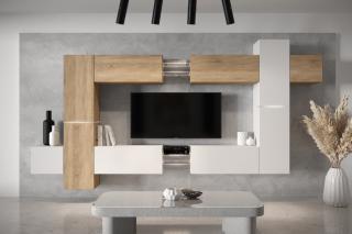 NEXT 91 moderní obývací stěna 355 cm bílá/sonoma mat