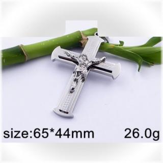 Kříž s Ježíšem Kristem - ocelový přívěsek - 65x44mm (Kříž s Ježíšem Kristem - přívěsek z oceli - 65x44mm)