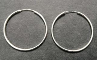 Kruhové silné náušnice - průměr 5 cm - stříbrné