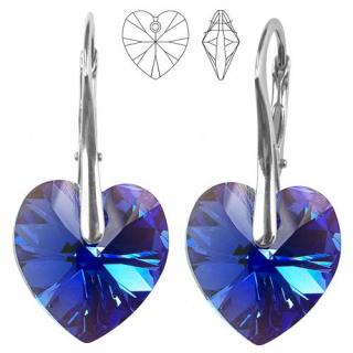 Náušnice - Swarovski Xilion Heart 14mm Sapphire AB