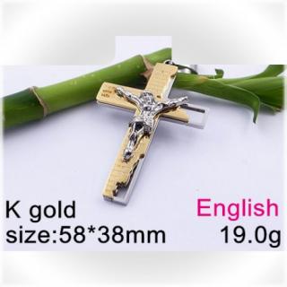 Ocelový přívěsek - kříž ve zlaté barvě s Ježíšem Kristem - 58x38mm (Přívěsek z oceli - kříž ve zlaté barvě s Ježíšem Kristem - 58x38mm)