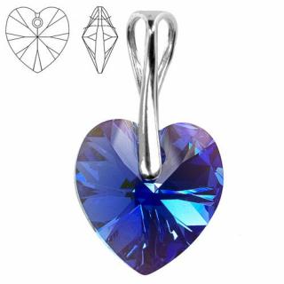 Přívěsek - Swarovski Xilion Heart 14mm Sapphire AB