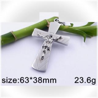 Velký kříž s Ježíšem Kristem - ocelový přívěsek - 63x38mm (Velký kříž s Ježíšem Kristem - přívěsek z oceli - 63x38mm)