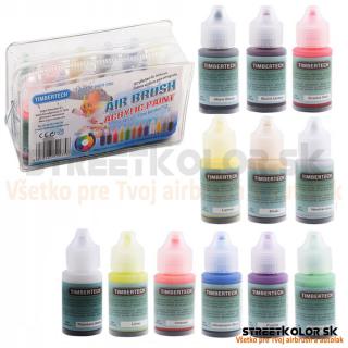 12x10ml FENGDA TIMBERTECH akrylová sada airbrush barev