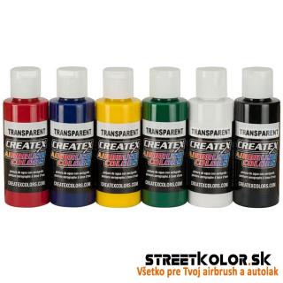 6x60ml CreateX CreateX základní transparentní sada airbrush barev, 5801-10 (CreateX Primary 5801-10, 6x60ml)