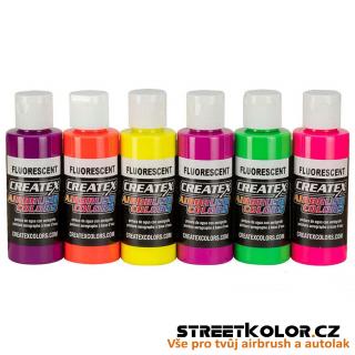 6x60ml CreateX fluorescenční sada airbrush barev, 5802-00 (CreateX Flurescent 5802-00, 6x60ml)