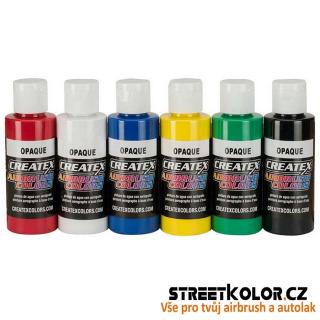 6x60ml CreateX krycí sada airbrush barev, 5803-00 (CreateX Opaque 5803-00, 6x60ml)