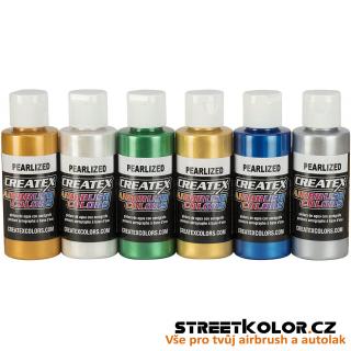 6x60ml CreateX perleťová sada airbrush barev, 5804-00 (CreateX Pearl 5804-00, 6x60ml)