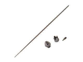 Airbrush BD-180: jehla, tryska, krátký kryt trysky, prořezávaný kryt jehly 0,2mm (NOZZLE + NEEDLE and SHORT NOZZLE CAP and CROWN NEEDLE CAP, 0,2mm for FENGDA BD-180/FE-180 + HSENG HS-80)