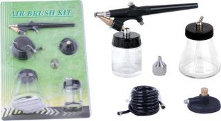 Airbrush pistole FENGDA® BD-138P Mini KIT 0,8mm (FENGDA BD-138P 0,8mm Single action airbrush kit in Plastic case with 22ml and 88ml GLASS BOTTLES)