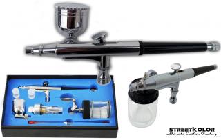 Airbrush pistole HSENG ® HS-34 KF 0,2 + 0,3 + 0,5 mm jehla a tryska + filtr
