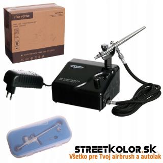 Airbrush sada s kompresorem FENGDA AS-207K a airbrush pistolí BD-207 0,2mm (Základní a ideální sada pro make-up, dorty a modely)