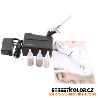 Airbrush set: Kompresor FENGDA TIMBERTECH MK-200 s pistolí a make-up barvami (Základní a ideální sada pro make-up)