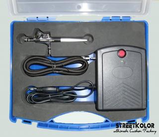 Airbrush set s kompresorem FENGDA® BD-831 a airbrush pistoli BD-135 0,2mm (Základní a ideální sada pro make-up a dorty)