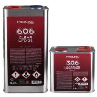 Akrylový čirý lak PROLINE 606 ULTRA FAST HS 2:1 (5l laku + 2,5l tužidla) (PROLINE 606 CLEAR UFD 2:1 + PROLINE 306 UFD HARDENER HARDENER)