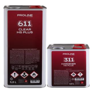 Akrylový čirý lak PROLINE 611 PREMIUM HS 2: 1 (5l laku + 2,5l tužidla + ředidlo) (PROLINE 611 CLEAR HS PLUS + PROLINE 311 HARDENER HS PLUS)