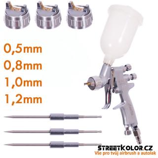 Auarita H-921 HVLP s tryskami 0,5 + 0,8 + 1,0 + 1,2mm (113l / min.)