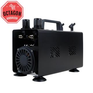 Bezolejový jednoválcový airbrush kompresor Octagon AS18T, 1L vzdušník pouze 47dB (OCTAGON SUPERNOVA AS18T)