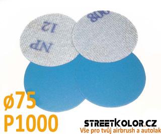 Brusný papír pro excentrickou brusku, zrnitost P1000, Průměr: 75mm, 1 kus