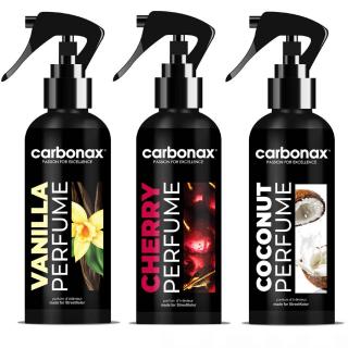 CARBONAX® set autoparfémů pro dokonale sladké auto, 3x 150ml (CARBONAX® SWEET CAR PERFUME SET: VANILLA + CHERRY + COCONUT, 3x 150ml)